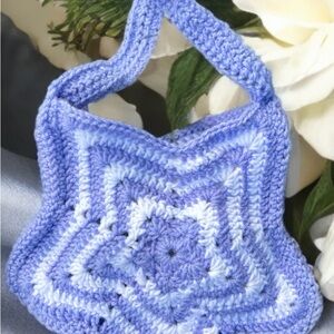Handmade Blue Crochet Star Bag